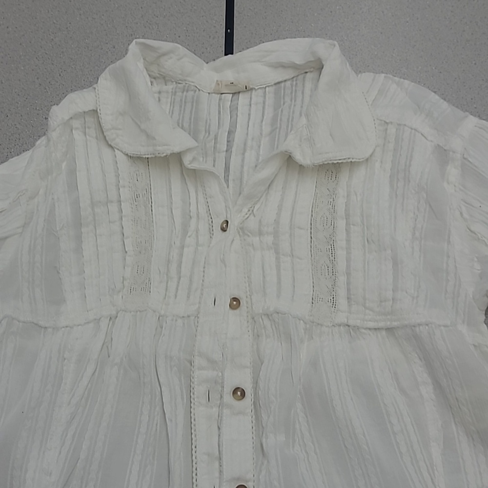 Pilcro White Cotton Lightweight Button-Up Tunic/Swim Cover Size S - Picture 8 of 12